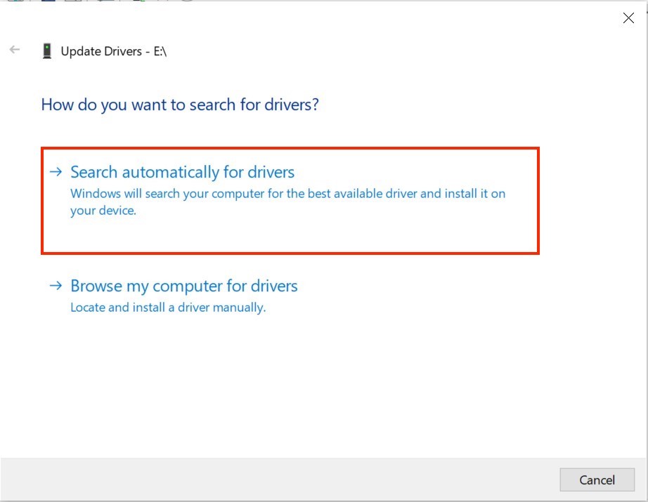 Search automatically for drivers